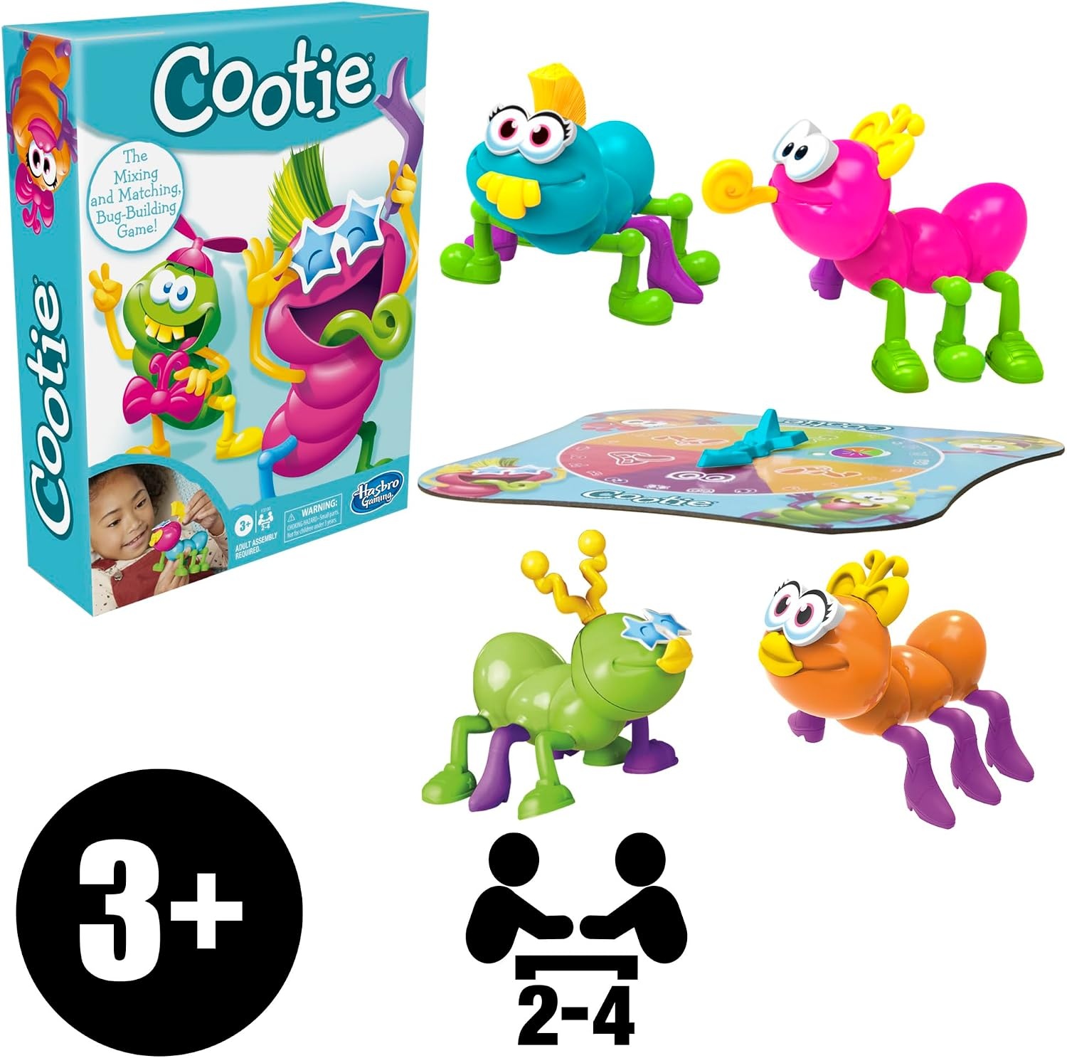 image:imageHasbro Gaming Cootie Mixing and Matching BugBuilding Game 24 Players Easy Preschool Board Games Easter Basket Gifts for Boys and Girls Ages 3