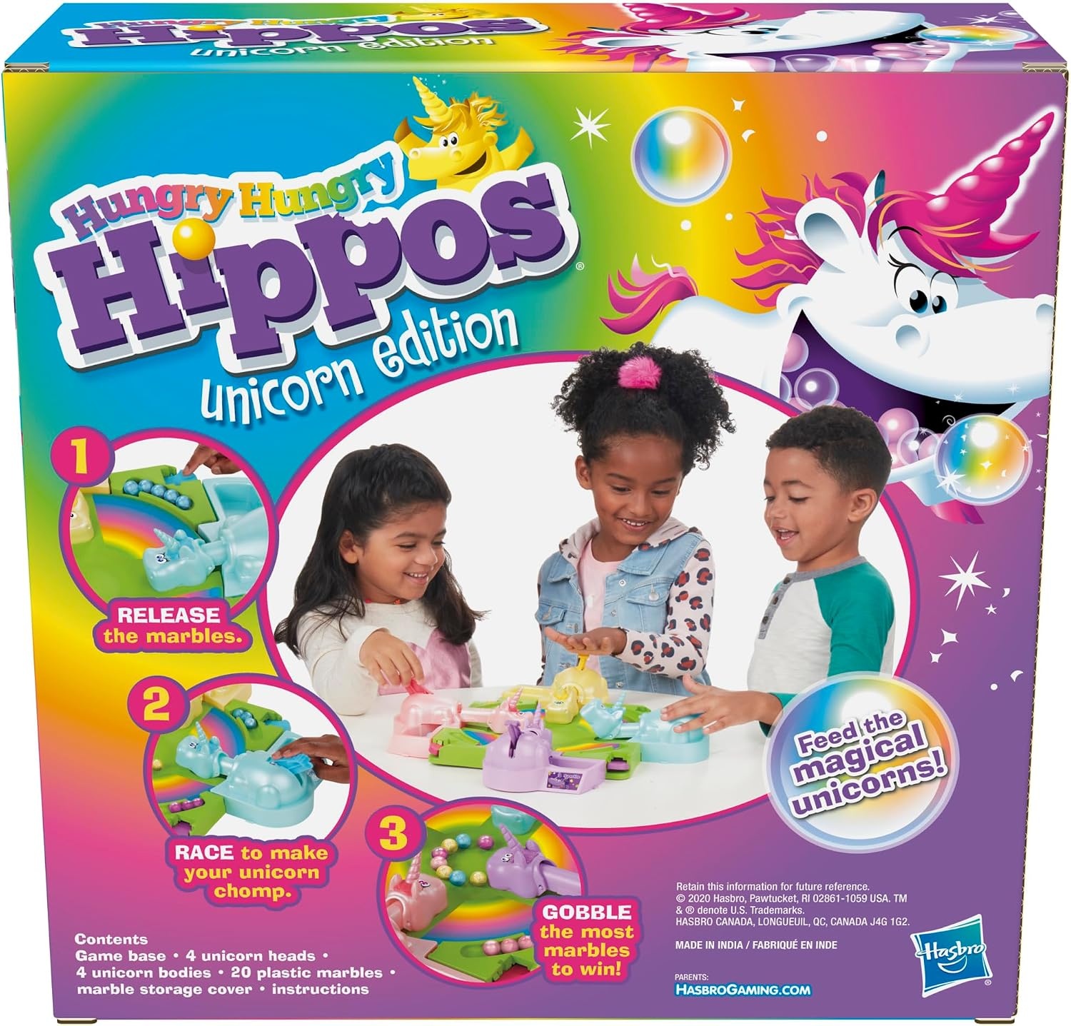 image:imageHasbro Gaming Hungry Hippos Unicorn Edition PreSchool Board Game for Kids Ages 4 and Up 24 Players Easter Gifts for Boys and Girls Amazon ExclusiveUnicorn Edition Board
