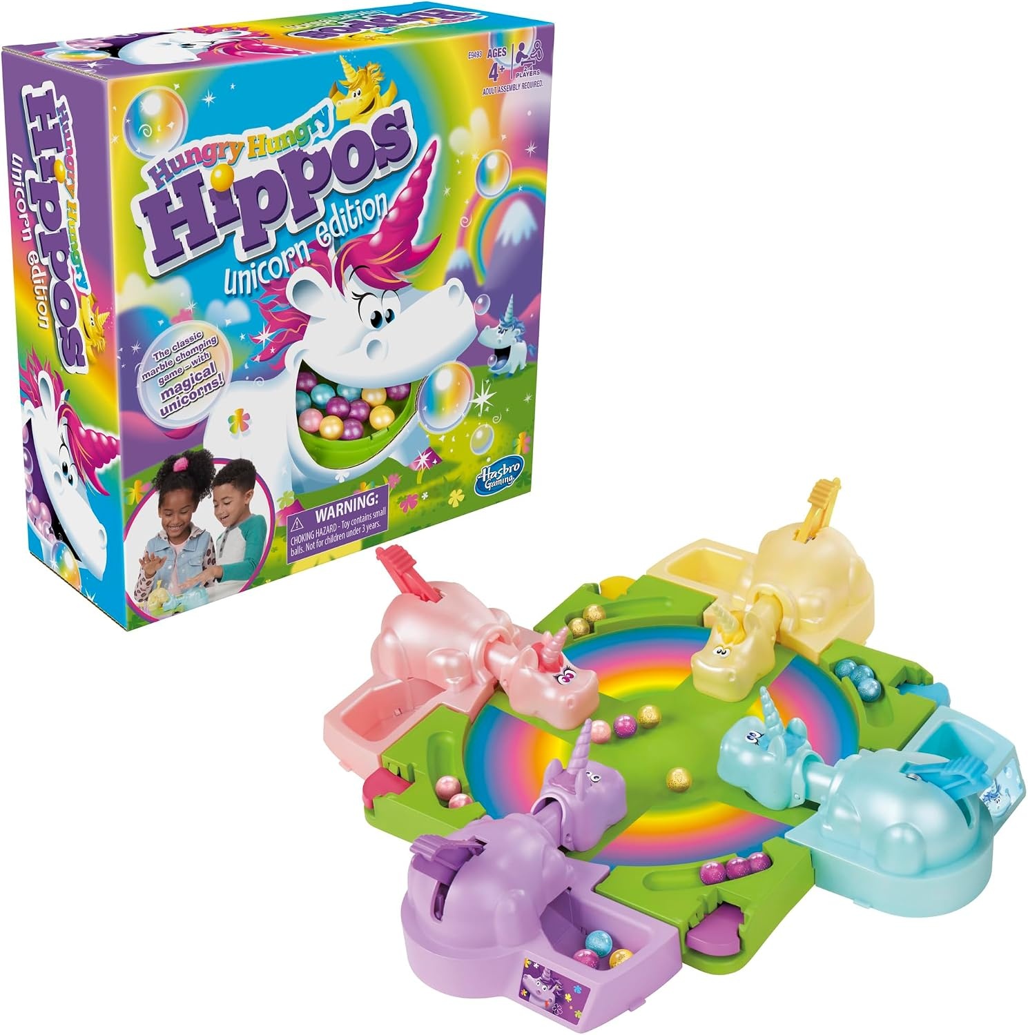 image:imageHasbro Gaming Hungry Hippos Unicorn Edition PreSchool Board Game for Kids Ages 4 and Up 24 Players Easter Gifts for Boys and Girls Amazon ExclusiveUnicorn Edition Board