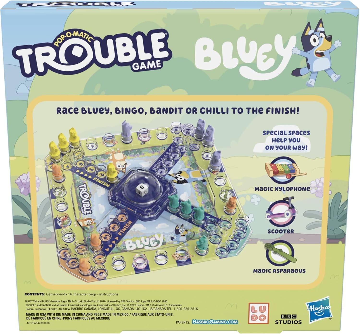 image:imageHasbro Gaming Trouble Bluey Edition Board Game for Kids 24 Players Race Bluey Bingo Bandit or Chilli to The Finish Ages 5 and Up Amazon Exclusive1 unit