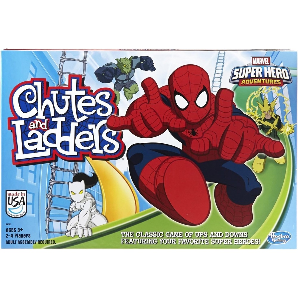 image:imageHasbro Gaming Chutes and Ladders Marvel SpiderMan Edition Board Game for Kids 24 Players Preschool Games Easter Gifts for Boys and Girls Ages 3 and Up Amazon ExclusiveGame