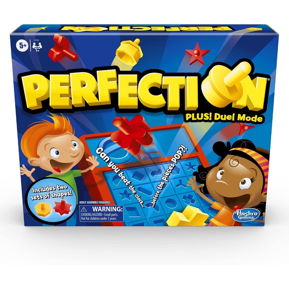 image:imageHasbro Gaming Perfection Plus 2Player Duel Mode Popping Shapes and Pieces Ages 5 and Up Easter Gifts for Kids Amazon Exclusive